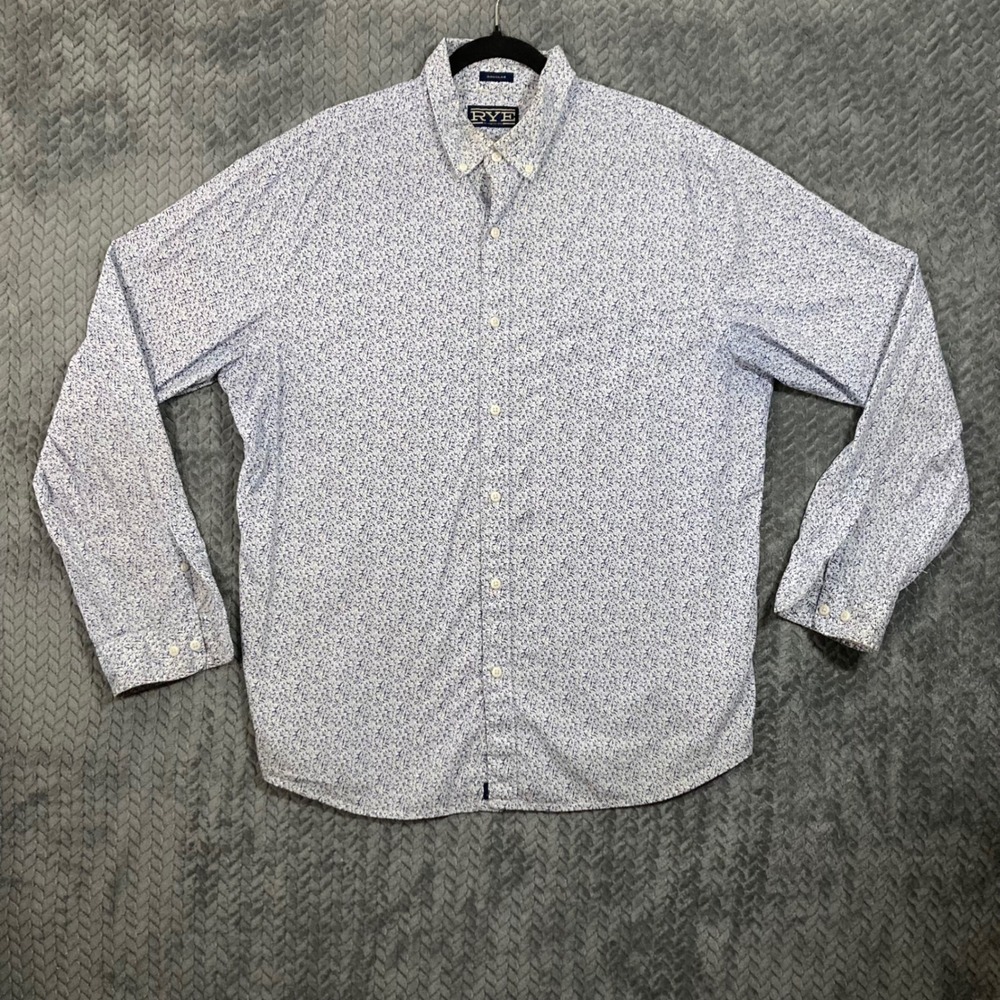 Hawker Rye Shirt Mens XL Regular Fit Blue Micro Floral Button-Down Cowboy